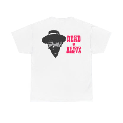 Johnny Thunders Dead or Alive Outlaw  T Shirt (White & Pink)