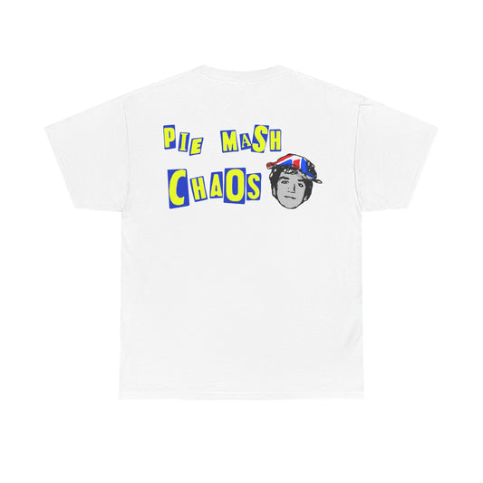 Steve Jones Sex Pistols Pie & Mash Chaos T Shirt (Yellow/Blue)