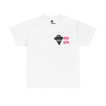 Johnny Thunders Dead or Alive Outlaw  T Shirt (White & Pink)