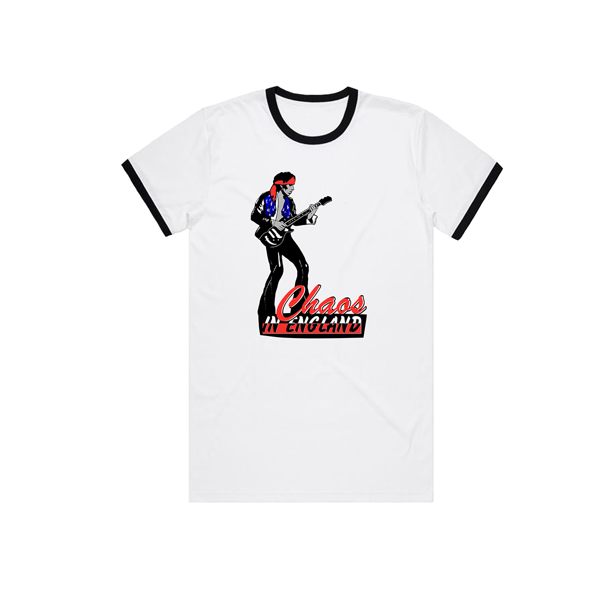 Keef Pirate Retro Ringer T Shirt Black/White